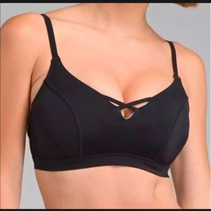 NWT $70 Prana Carina L38D Black Underwire Strappy Bikini Top